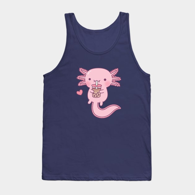 Cute Axolotl Loves Boba Tea Tank Top by rustydoodle